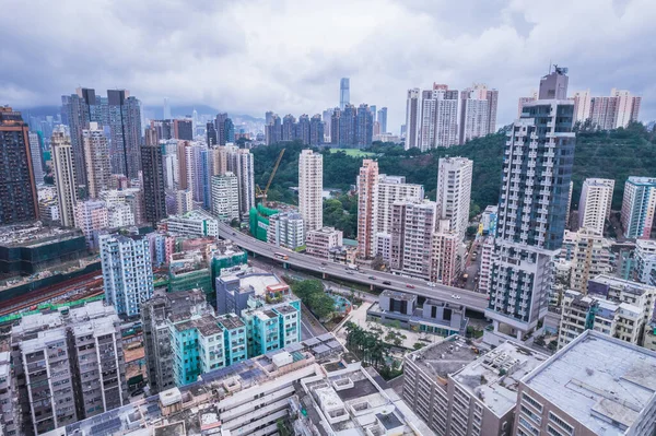 Edificios Residenciales Antiguos Tokwawan Hong Kong Vista Aérea Diurna —  Fotos de Stock