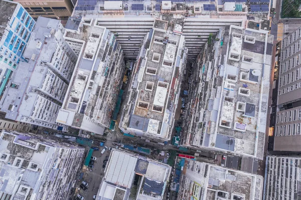 Old Residential Buildings Tokwawan Hong Kong Daytime Aerial View — Stock Photo, Image