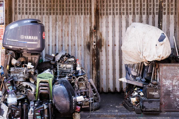 2022 Hongkong Gruppe Gebrauchter Alter Motoren Von Schnellbooten Vor Einer — Stockfoto