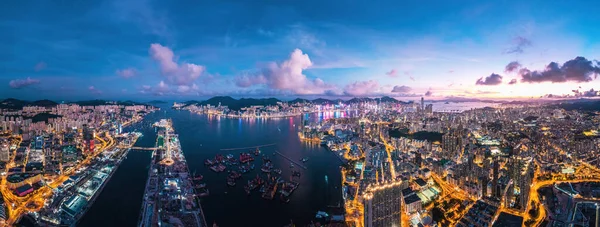 Futurystyczny Krajobraz Miejski Cyberpunkowy Ton Metropolii Kowloon Hong Kong Nocny — Zdjęcie stockowe