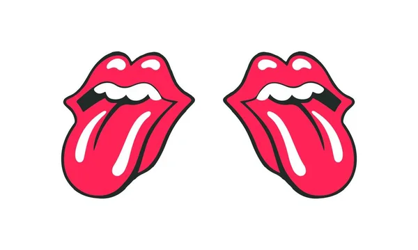 Lèvres Logo Langue Emblème Svg Bouche Lèvres Langue Lèvres Sexy — Image vectorielle