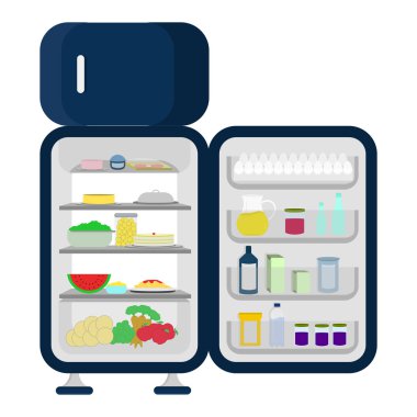 açık ve tam buzdolabı gıda