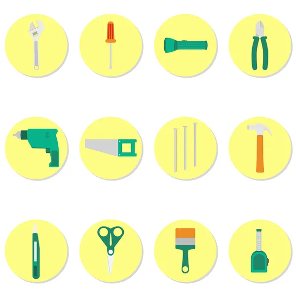 Iconos circulares de herramientas — Vector de stock