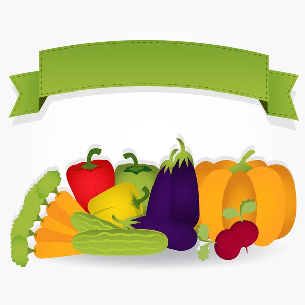 Grupo de verduras con una cinta . — Vector de stock