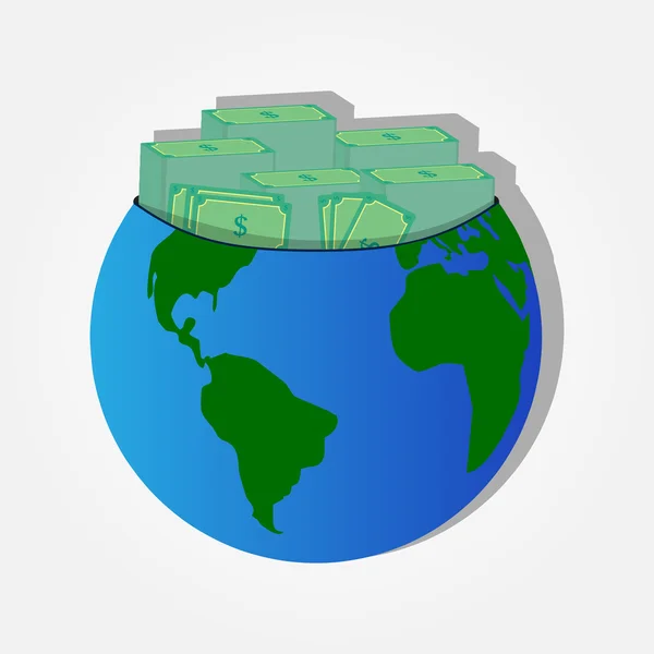 Деньги на планете — стоковый вектор
