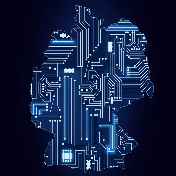 Mapa Niemiec z obwodu elektronicznego — Wektor stockowy