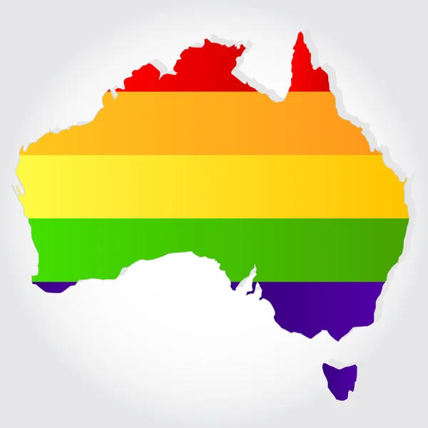 Bandera de arco iris en el contorno de australia — Archivo Imágenes Vectoriales