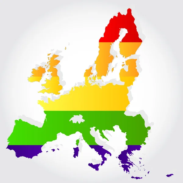 Bandera del arco iris en el contorno de la Unión Europea — Archivo Imágenes Vectoriales