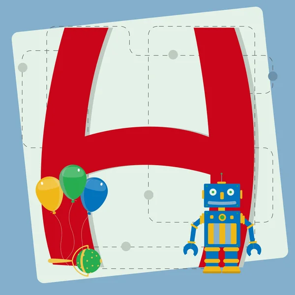 Letra "h" del alfabeto estilizado con juguetes para niños — Archivo Imágenes Vectoriales