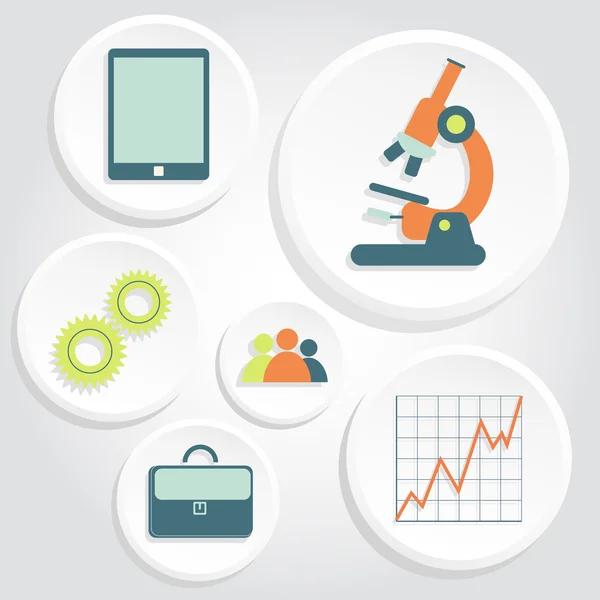 Circular icons of science and business — Stock Vector