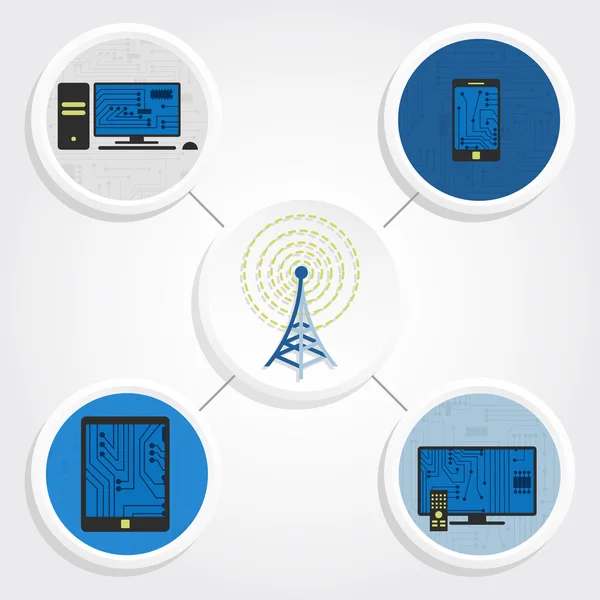 Electronic equipment and telecommunication antenna — Stock Vector