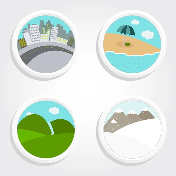 Cuatro paisajes diferentes — Vector de stock