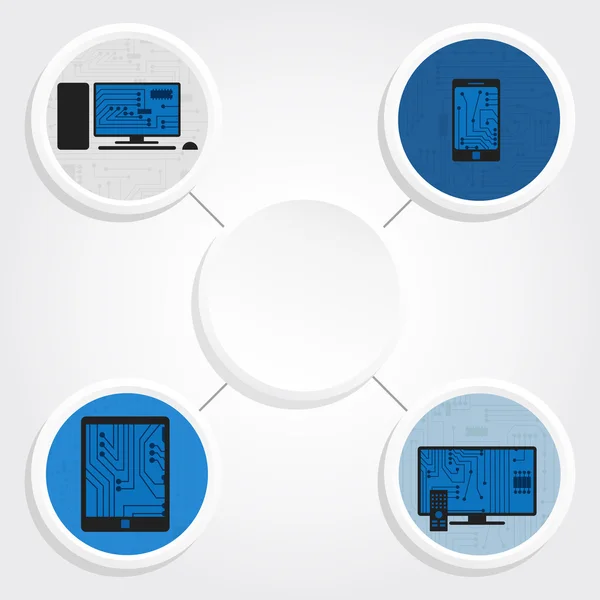 Icons of electronic equipment with copy space — Stock Vector