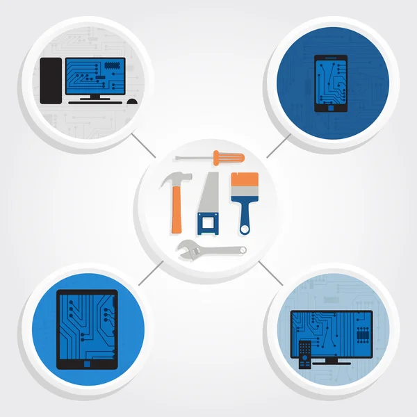 Repairing electronic equipment — Stock Vector