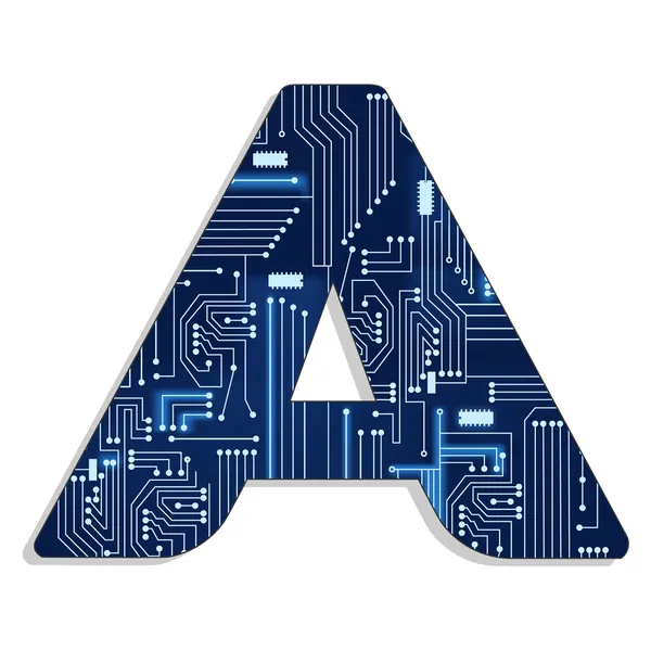 Letter "a" from technology's stylized alphabet — Stock Vector