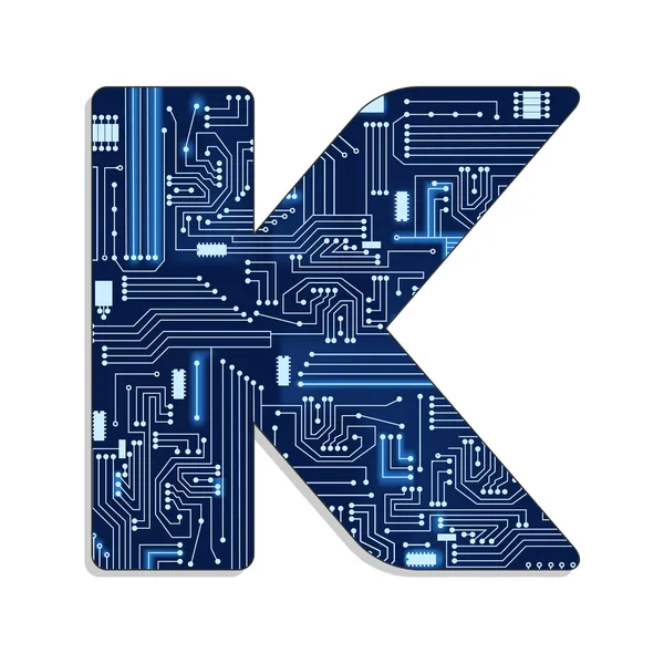 "k" betű technológia stilizált ábécé — Stock Vector