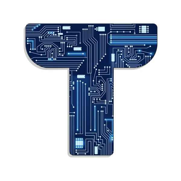 "t" betű technológia stilizált ábécé — Stock Vector