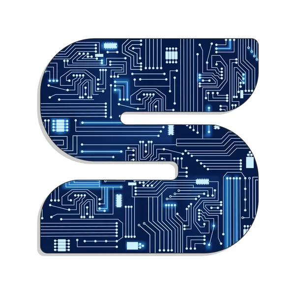 Letra "s" do alfabeto estilizado da tecnologia —  Vetores de Stock