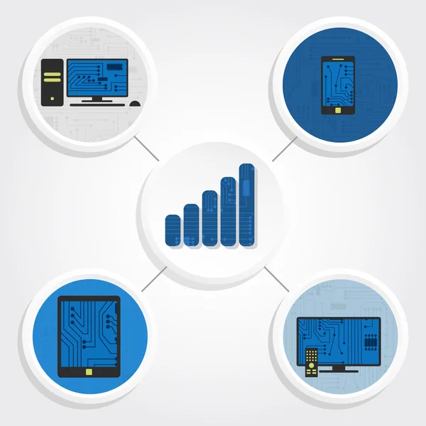 Equipamentos eletrônicos e barra de energia — Vetor de Stock