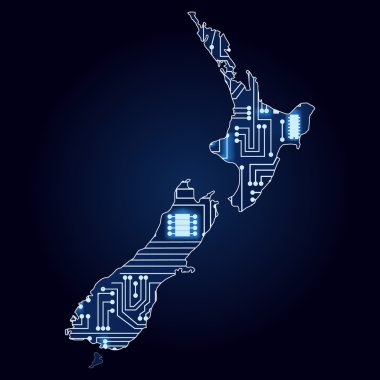 elektronik devre ile Yeni Zelanda Haritası