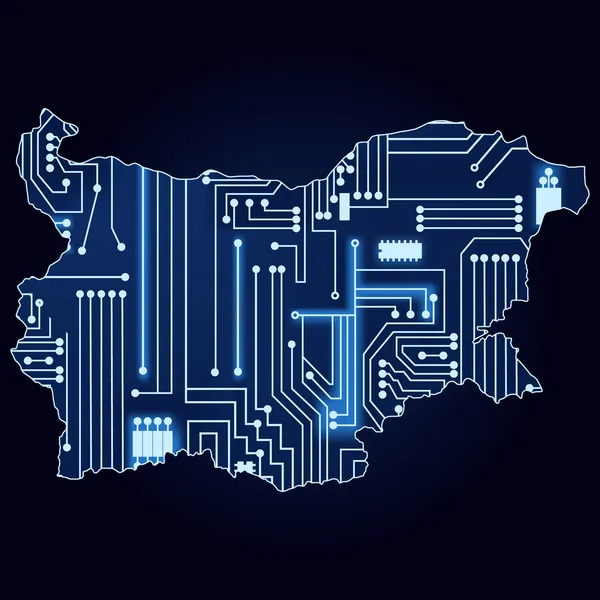 Carte de Bulgarie avec circuit électronique — Image vectorielle