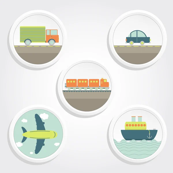 5 types of transport — Stock Vector