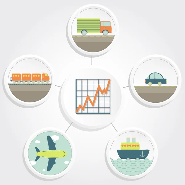 Meios de transporte e crescimento gráfico — Vetor de Stock