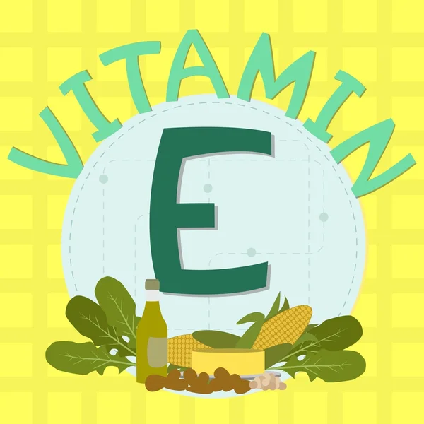 Farbenfrohe Gestaltung von Vitamin E — Stockvektor