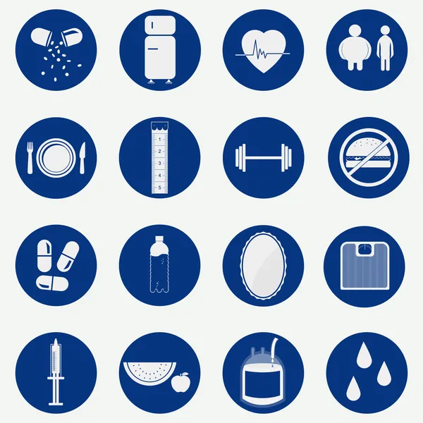 Monochromatic circular icons of health — Stock Vector