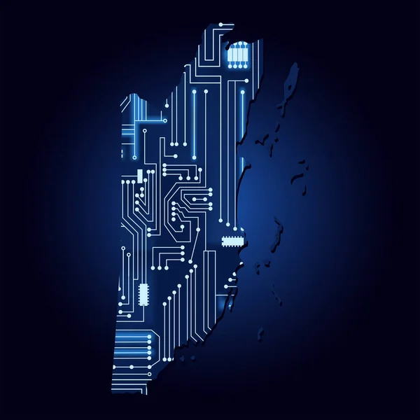 Mapa Belize Elektronickým Obvodem Obrys Belize Obvodem Technologické Elektroniky — Stockový vektor