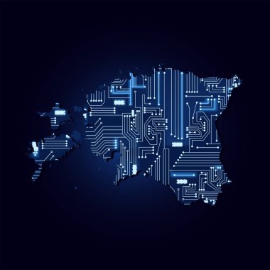 Teknolojik elektronik devre ile Estonya 'nın Contour haritası.