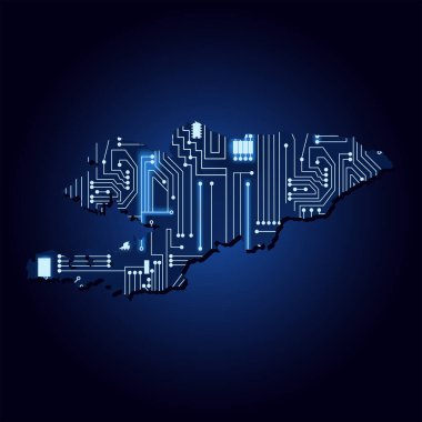 Kırgızistan 'ın teknolojik elektronik devreli Contour haritası.