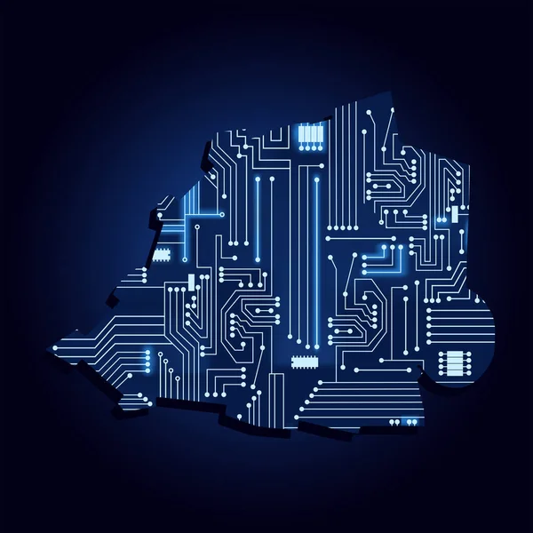 Contourkaart Van Holy See Met Een Technologisch Elektronica Circuit — Stockvector