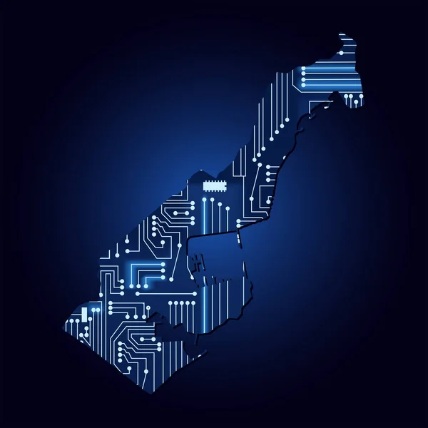 Teknolojik Elektronik Devresi Olan Monako Contour Haritası — Stok Vektör
