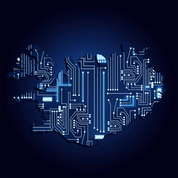Elektronik Devreli Zlanda Haritası Teknolojik Elektronik Devre Ile Zlanda Nın — Stok Vektör