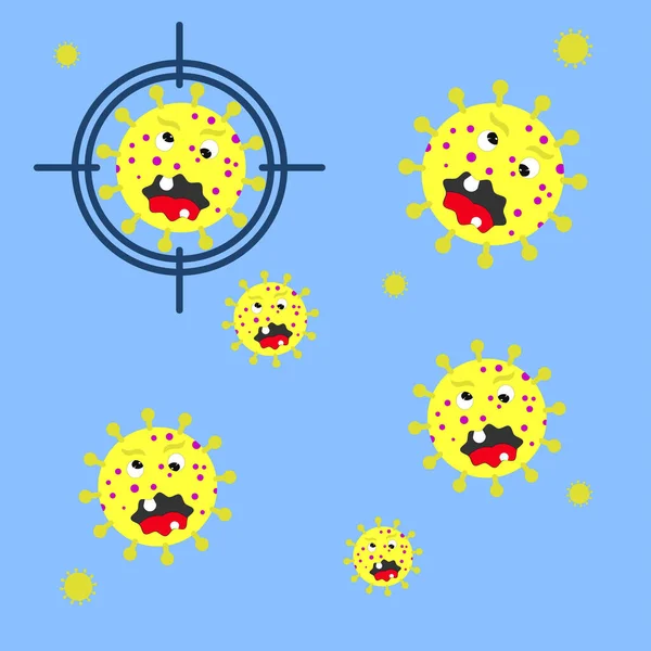 Marca Objetivo Disparando Virus Dibujos Animados Varios Virus Infección Viral — Archivo Imágenes Vectoriales