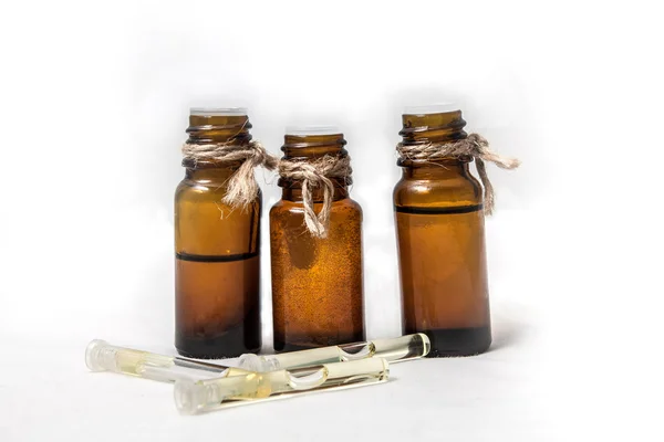 Essential natural oils, bottles for medicine — Stock Photo, Image