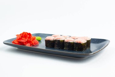 Japon ulusal mutfağı beyaz arka planda izole edilmiş.