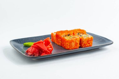 Japon ulusal mutfağı beyaz arka planda izole edilmiş.