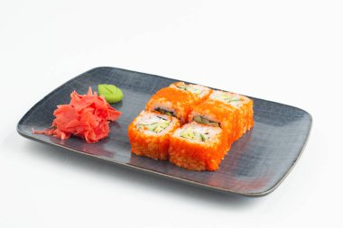 Japon ulusal mutfağı beyaz arka planda izole edilmiş.