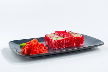 Japon ulusal mutfağı beyaz arka planda izole edilmiş.