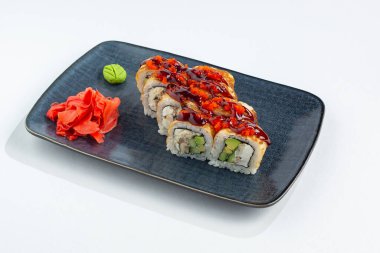 Japon ulusal mutfağı beyaz arka planda izole edilmiş.