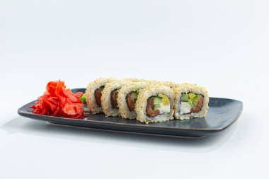 Japon ulusal mutfağı beyaz arka planda izole edilmiş.