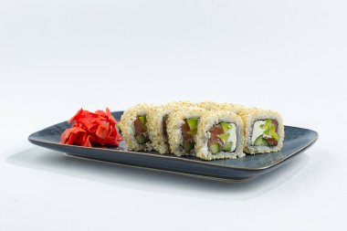 Japon ulusal mutfağı beyaz arka planda izole edilmiş.