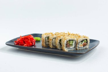 Japon ulusal mutfağı beyaz arka planda izole edilmiş.