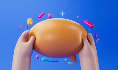 El ve mesaj baloncuğunun 3d görüntülenmesi