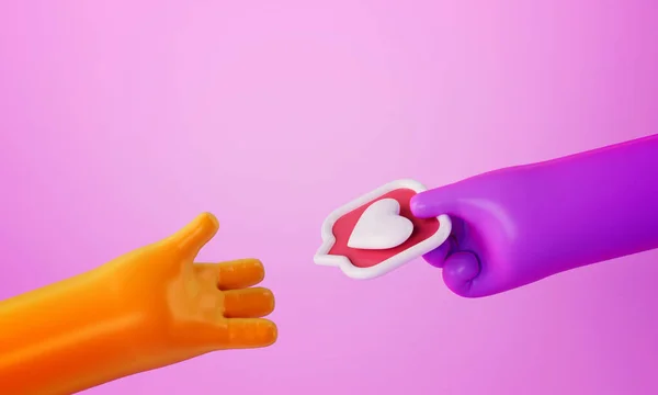 3d rendering of hand and love message