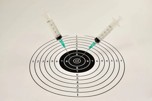 Concepto Vacunación Jeringas Médicas Objetivo — Foto de Stock