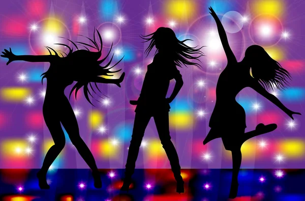 Las chicas bailan en un club — Vector de stock