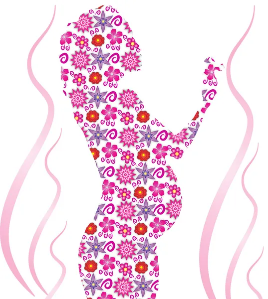 Zwanger van bloemen — Stockvector